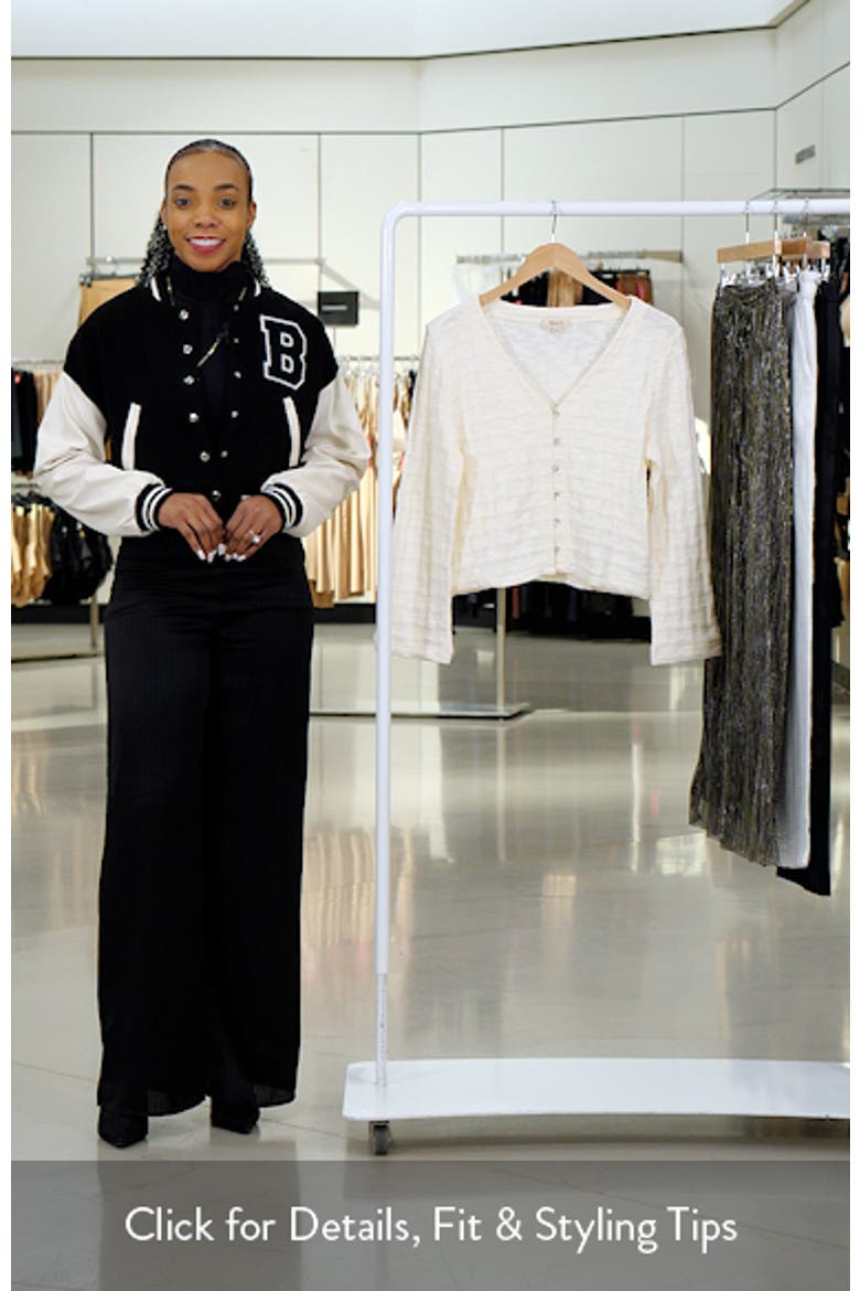 Basket Weave Knit Bell-Sleeve Button-Up Shirt video