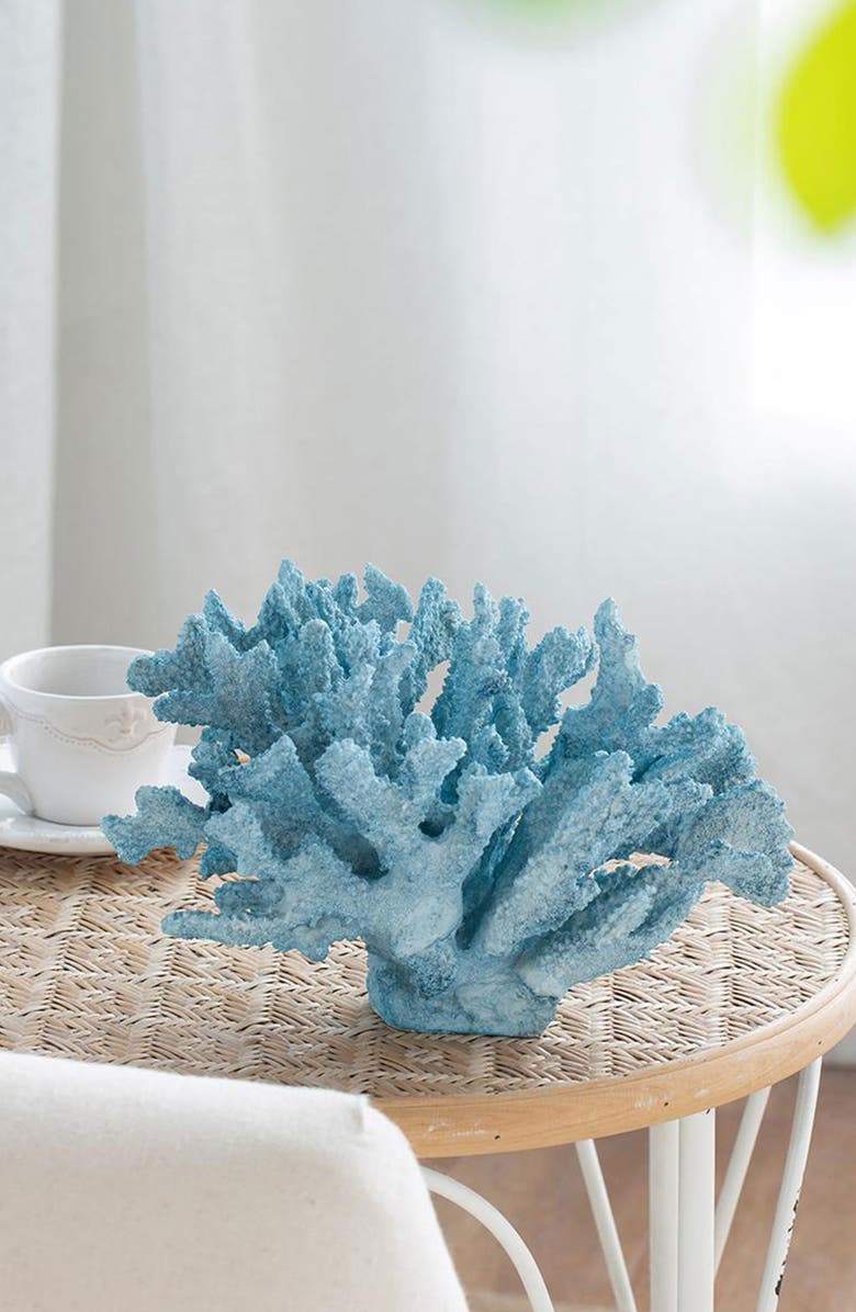 A & B Home Faux Coral Accent Decor, Alternate, color, Light Blue