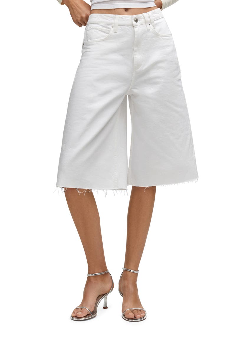 Raw Hem Denim Bermuda Shorts, Main, color, WHITE