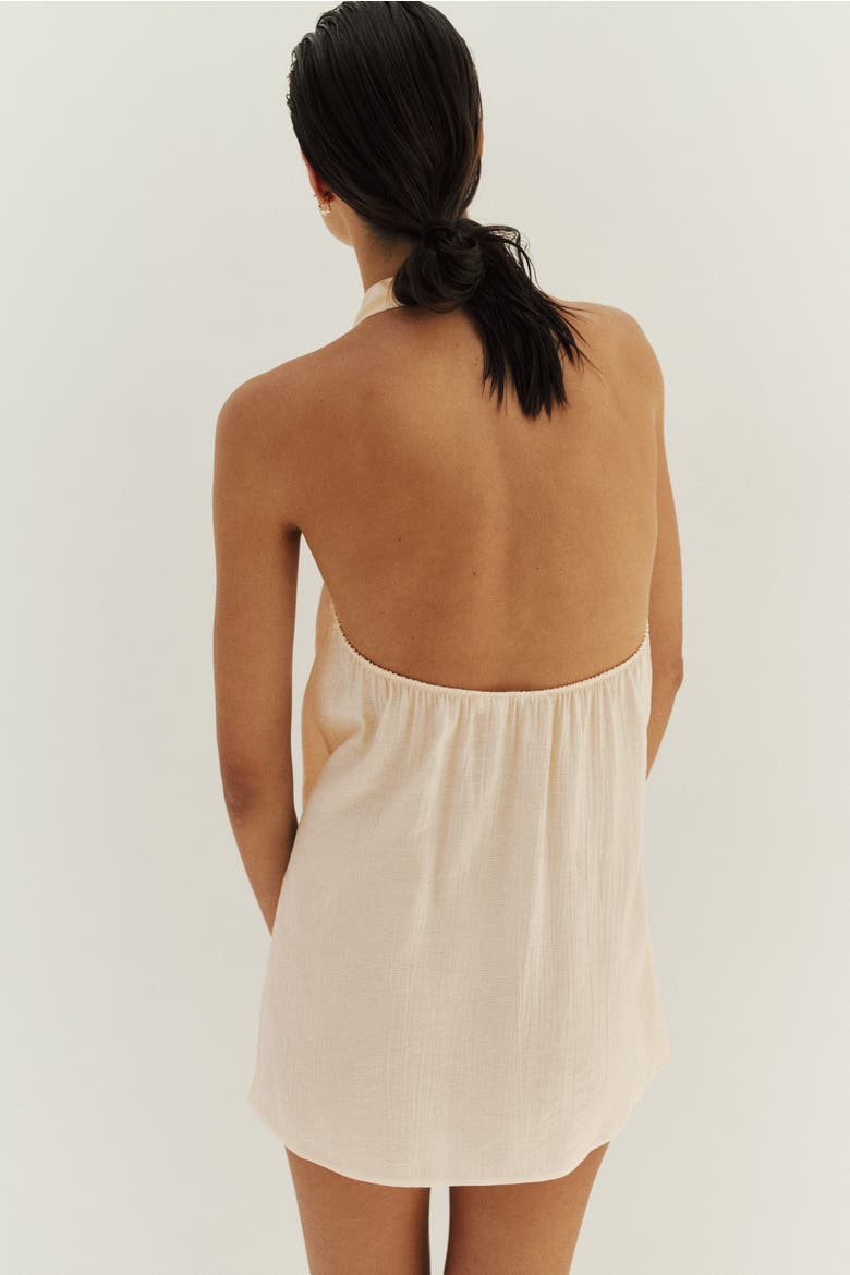 Halterneck Wrapover Beach Dress, Alternate, color, Pale apricot