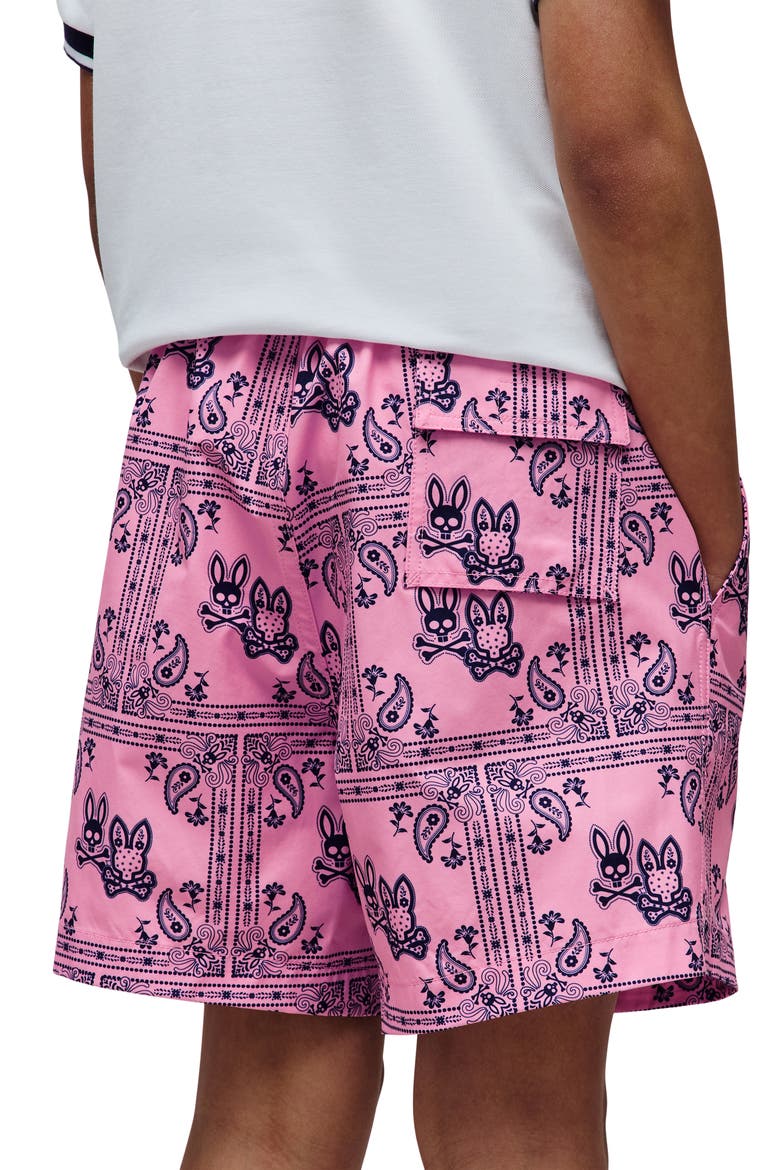Kids' Luke Paisley Print Swim Trunks, Alternate, color, BEGONIA PINK