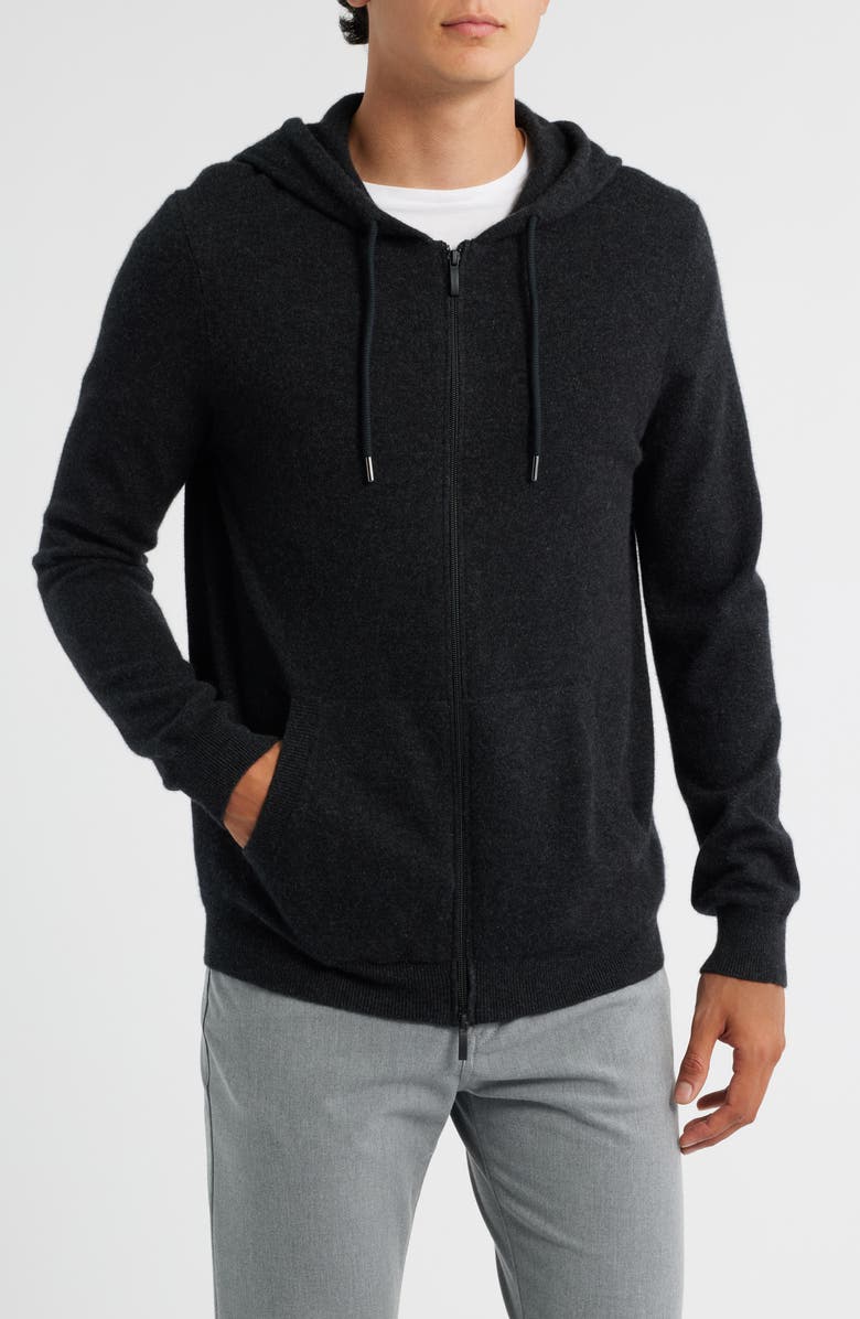 Robert Barakett Xander Cashmere Hooded Zip Cardigan, Alternate, color, Charcoal