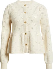 Treasure & Bond Pointelle Peplum Cardigan