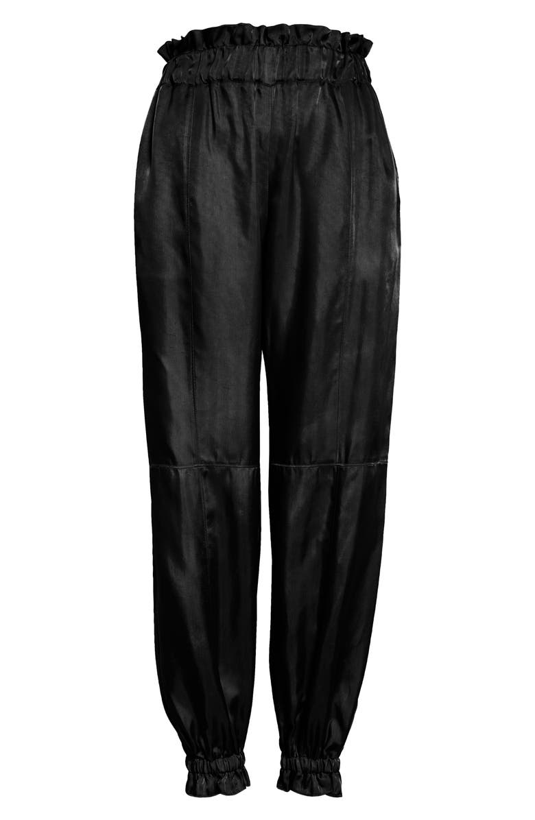 Cinq à Sept Pasha Paperbag Waist Satin Joggers, Alternate, color, Black