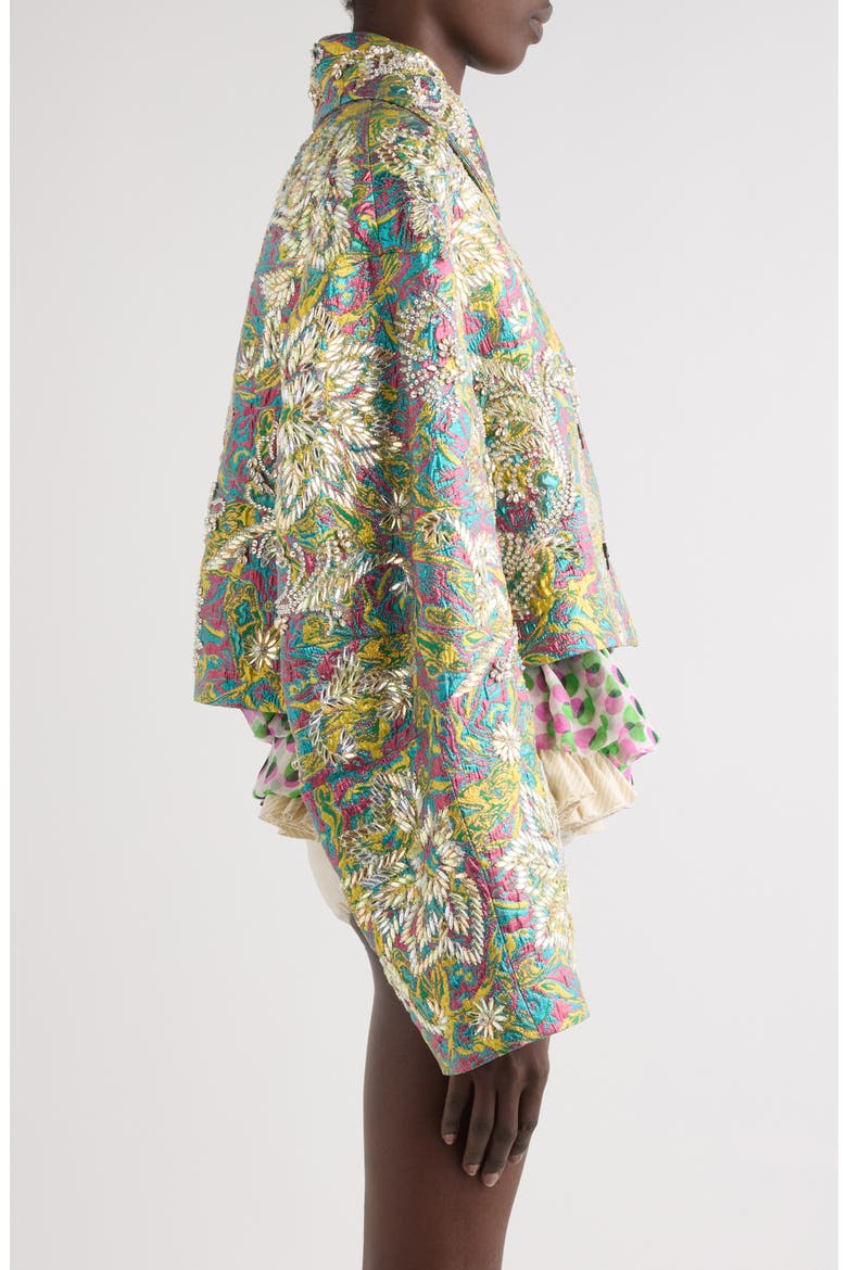 Dries Van Noten Rosea Floral Jacquard Lamé Crop Jacket (Women