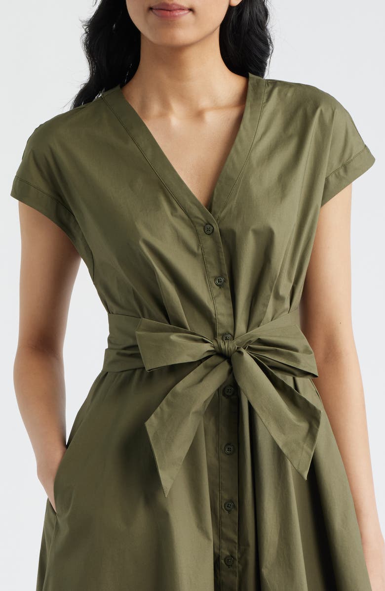 Halogen<sup>®</sup> Tie Front A-Line Dress, Alternate, color, Olive Night