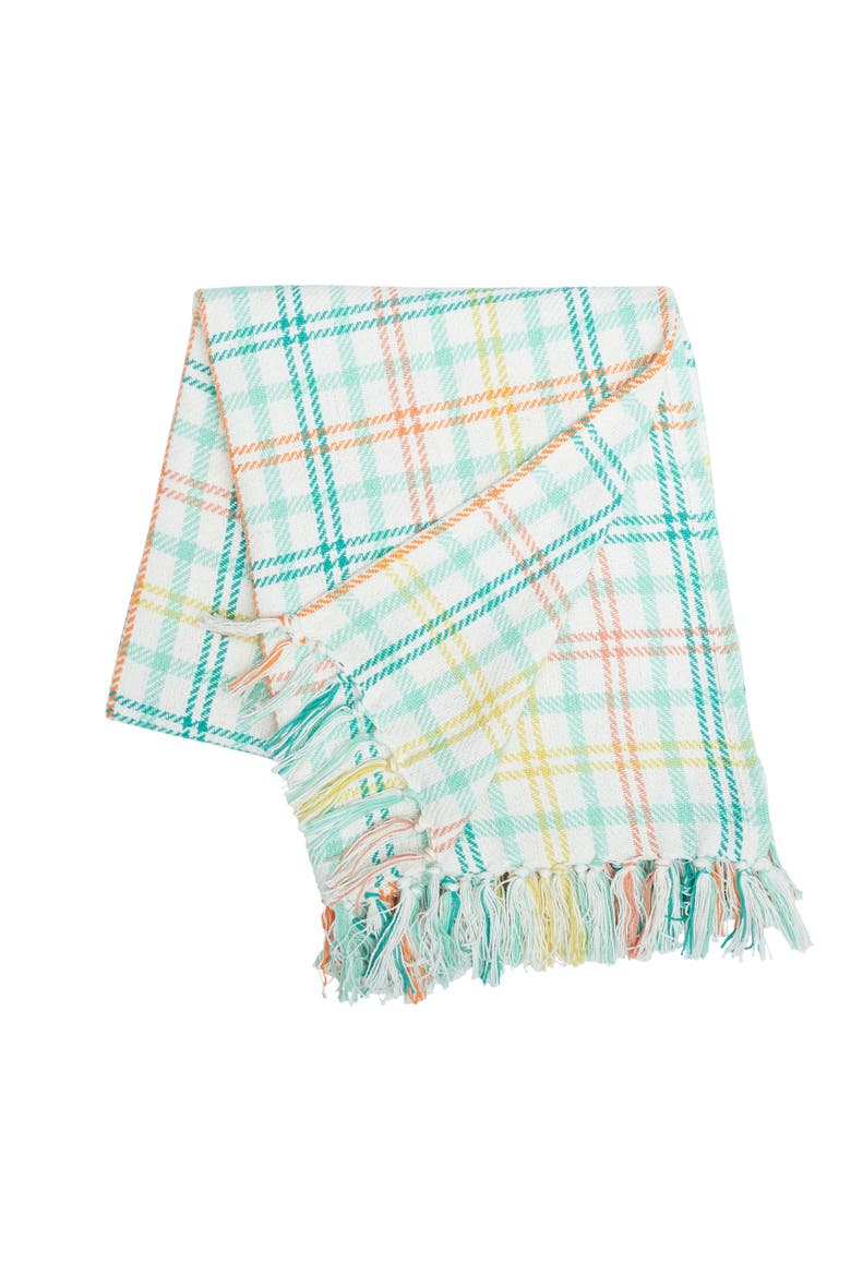 Easter Bunny Trail Plaid 100% Cotton Accent Throw Blanket 50" x 60", Main, color, Blue