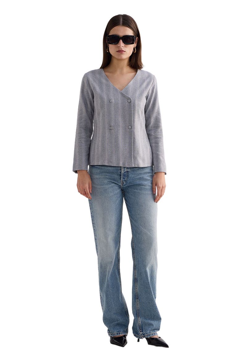 Fitted Cotton Tweed Jacket, Alternate, color, Steel Breeze