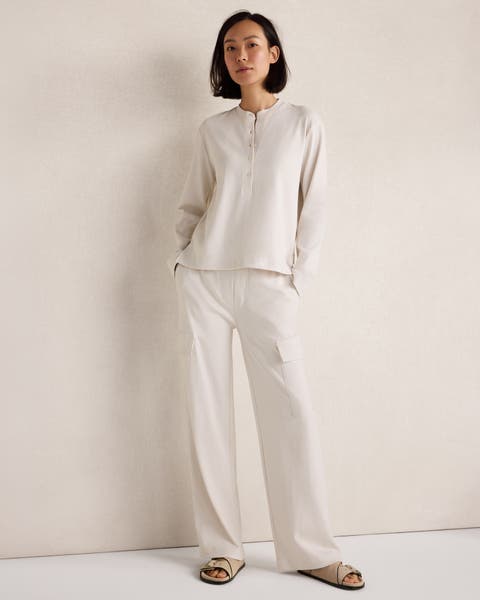 Organic Cotton Interlock Straight Leg Cargo Pants