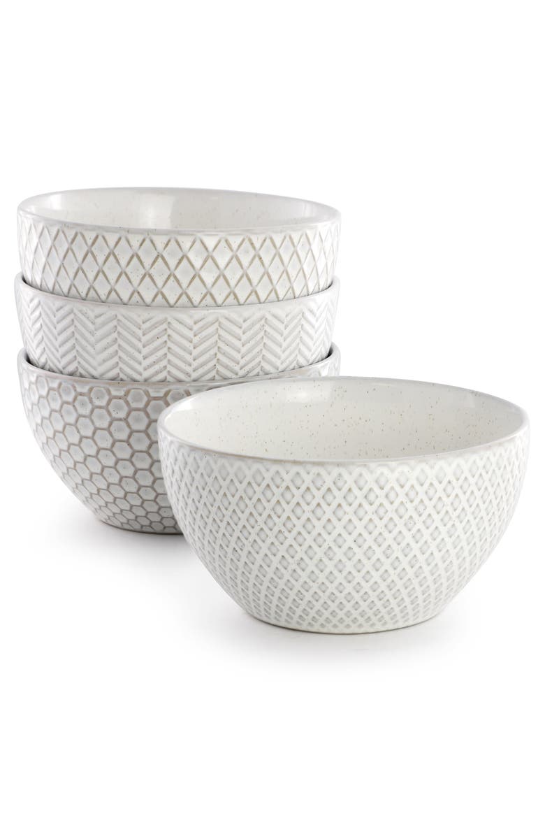 Earlhart 12 Piece Stoneware Dinnerware Set in White, Alternate, color, White