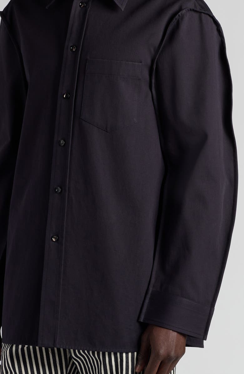 Bottega Veneta Cotton Twill Button-Up Shirt, Alternate, color, Dark Night