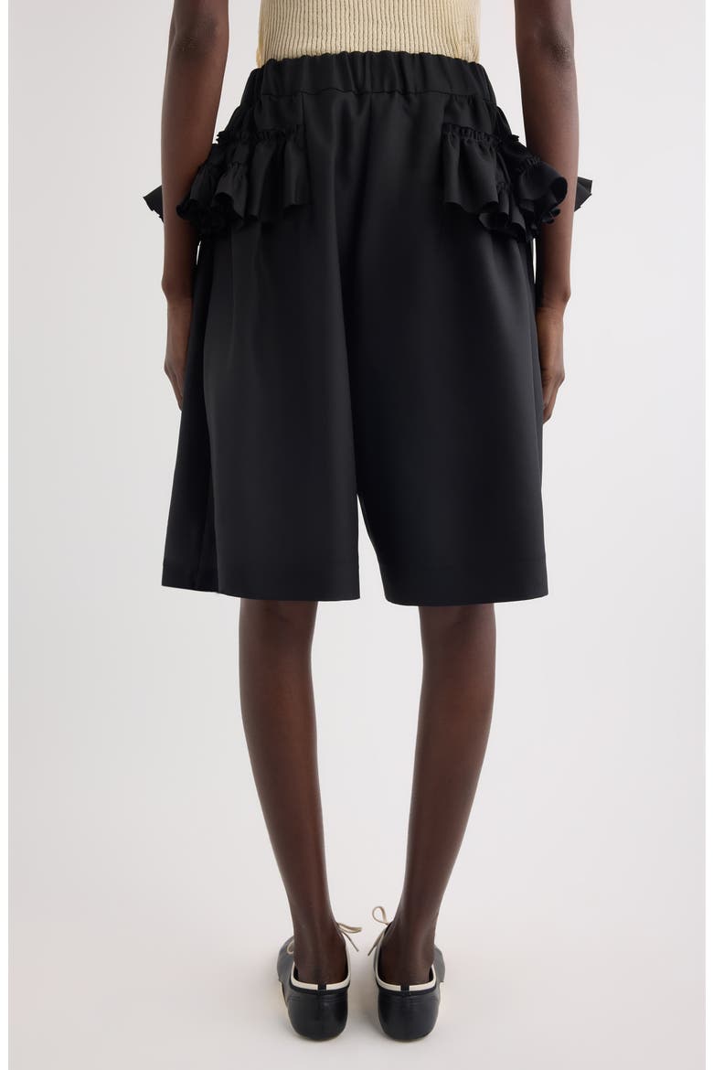 Pacuna Rounded Wool & Silk Shorts, Alternate, color, BLACK