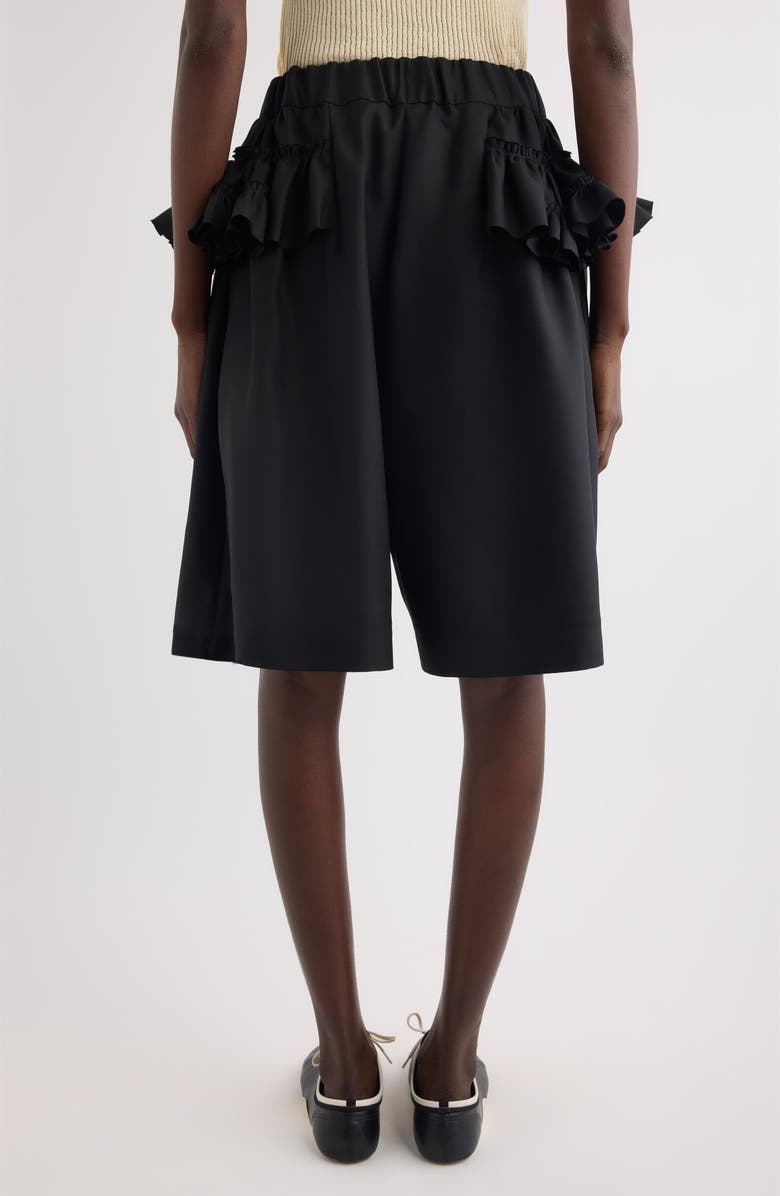 Dries Van Noten Pacuna Rounded Wool & Silk Shorts, Alternate, color, Black