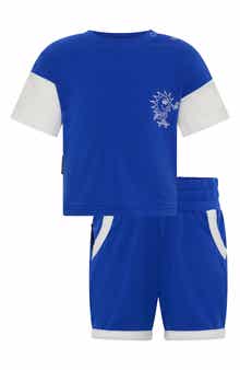 TINY TRIBE Sunny Tribe Layered Look Graphic T-Shirt & Shorts Set