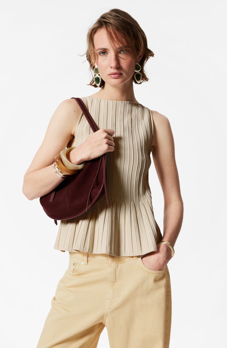 & Other Stories Sleeveless Peplum Rib Top, Alternate, color, Beige Dusty Light