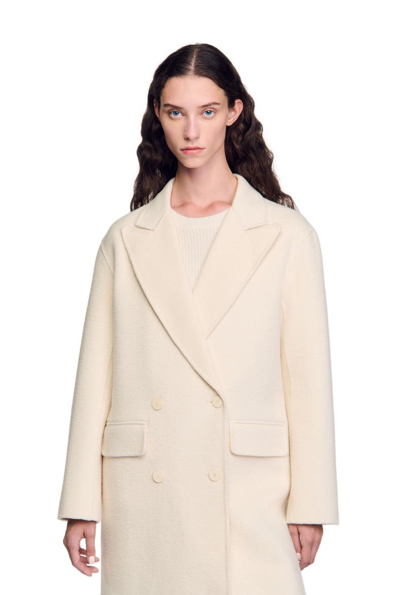 Long wool-blend coat, Alternate, color, Ecru