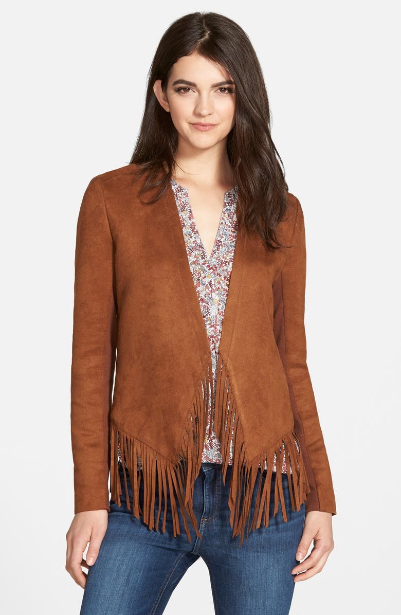 Hinge Fringe Faux Suede Jacket, Main, color, 
