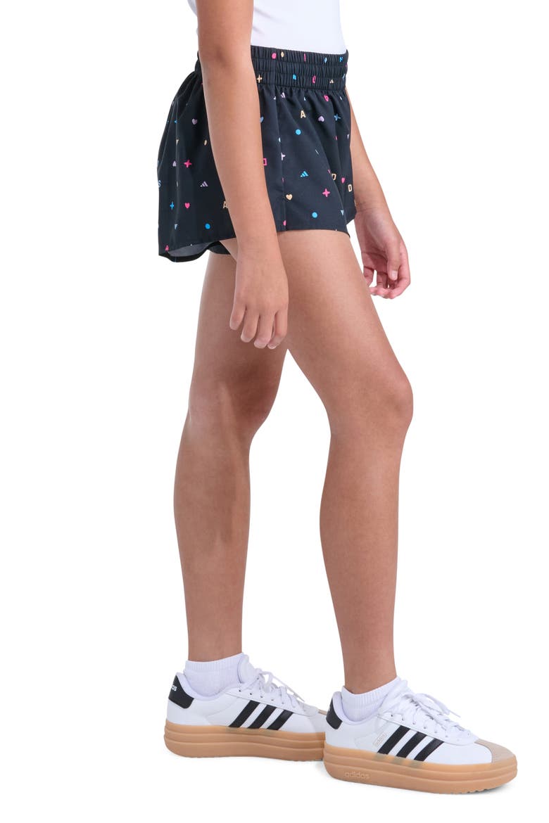 Kids' Print Activewear Shorts, Alternate, color, BLACK W/ PINK