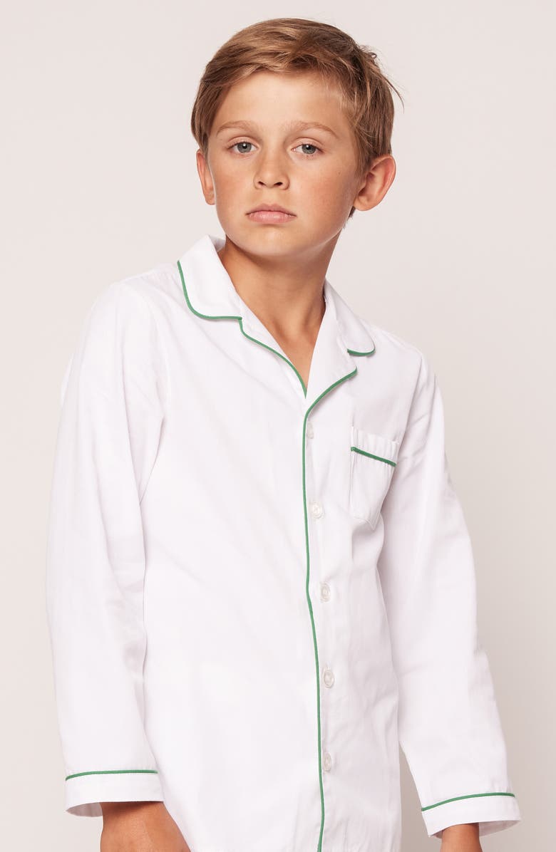 Petite Plume Kids' Piped Two-Piece Pajamas, Alternate, color, White