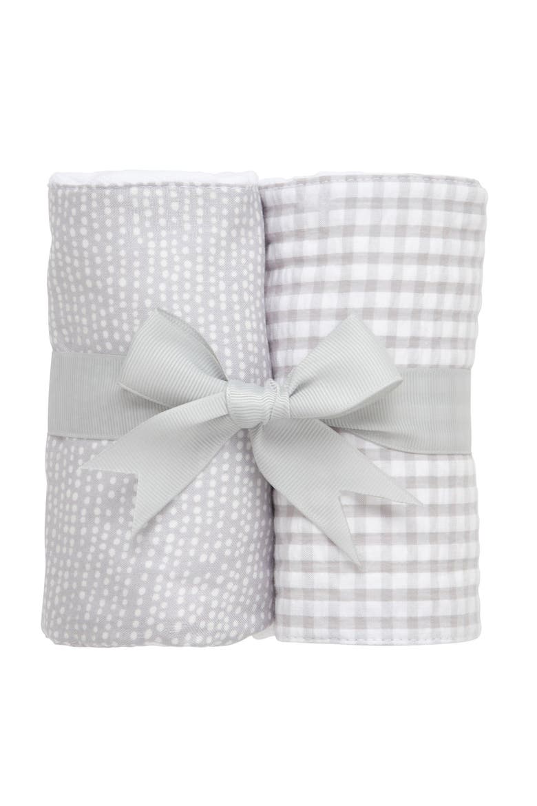 Dot Set of Two Burp Cloths, Main, color, Elephant Dot & Gray Big Check