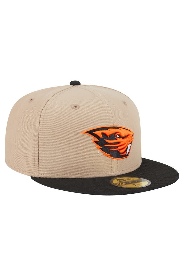 Men's New Era  Khaki Oregon State Beavers Two-Tone 59FIFTY Fitted Hat, Alternate, color, Khaki
