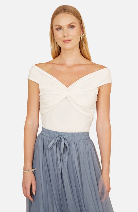 Twist Front Bardot Off-Shoulder Top