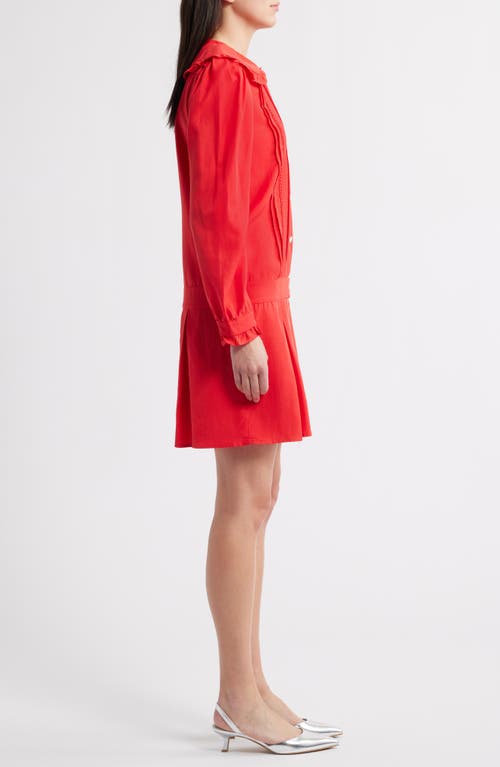 Sister Jane Cruise Pleated Long Sleeve Minidress In Red