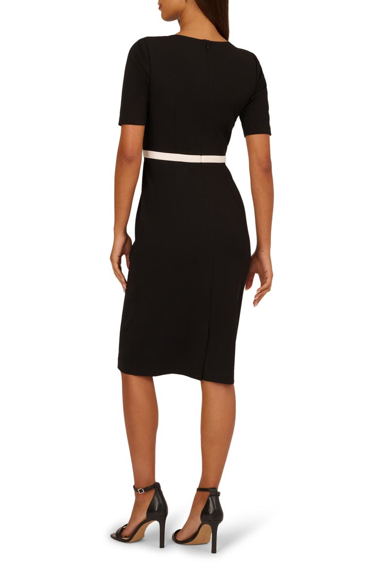 Contrast Bow Sheath Dress, Alternate, color, BLACK/ IVORY