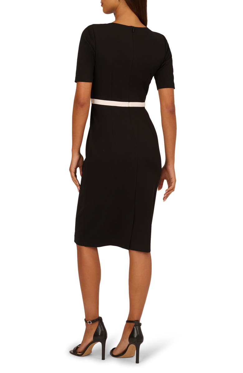 Adrianna Papell Contrast Bow Sheath Dress, Alternate, color, Black/ Ivory