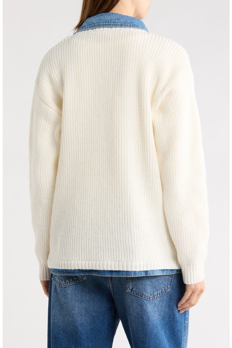 Long Mixed Media Cardigan, Alternate, color, MARSHMALLOW