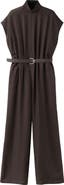 MANGO Cap Sleeve Belted Jumpsuit