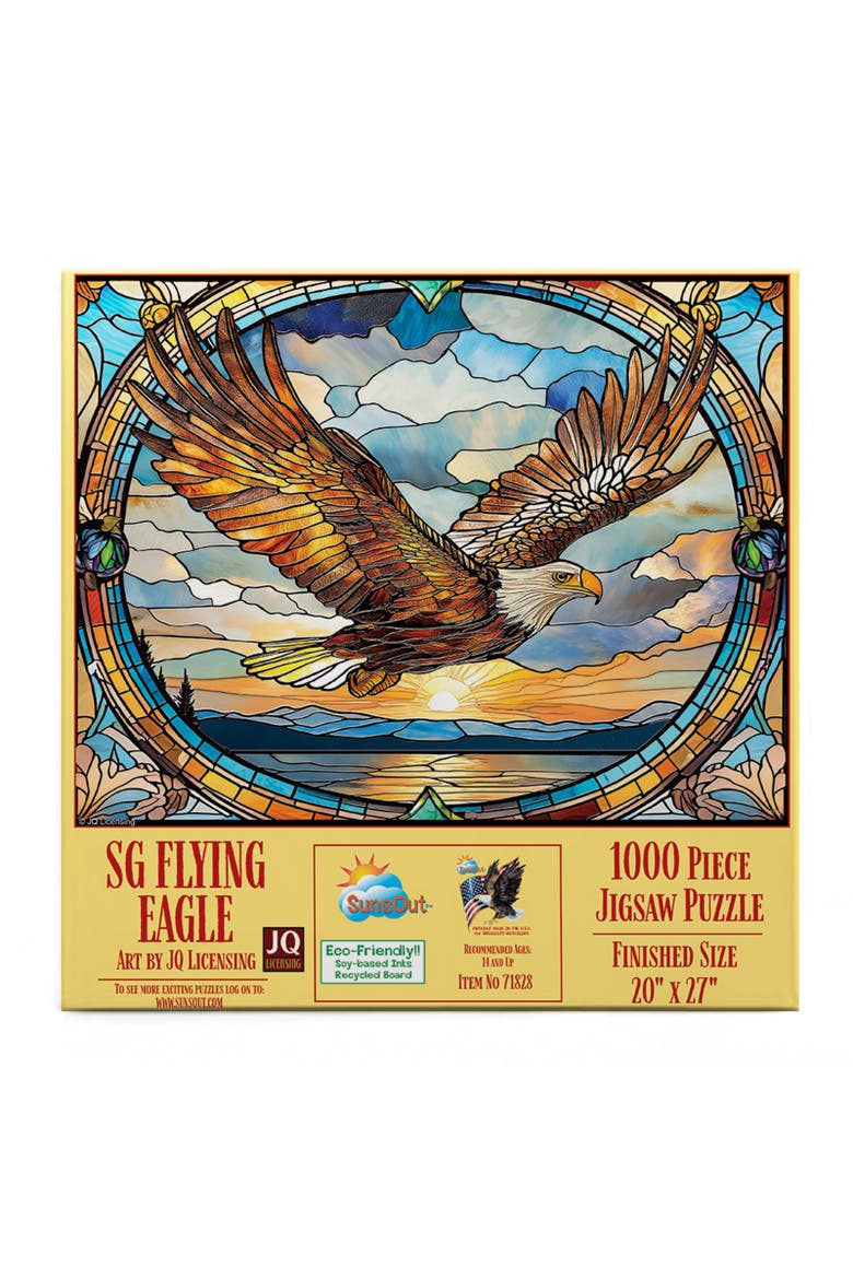 Stained Glass Flying Eagle 1000 piece Jigsaw Puzzle for Adults, Alternate, color, Multicolor