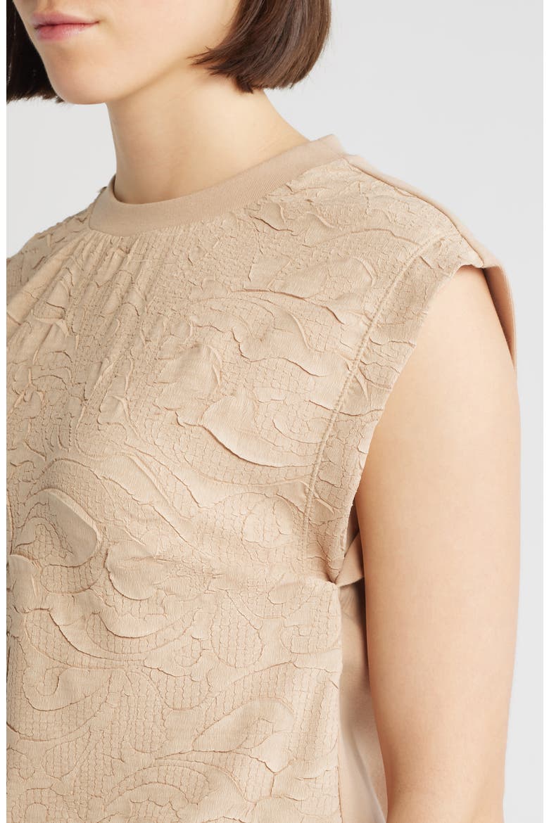 Mixed Media Crinkle Jacquard Top, Alternate, color, PALE OAK