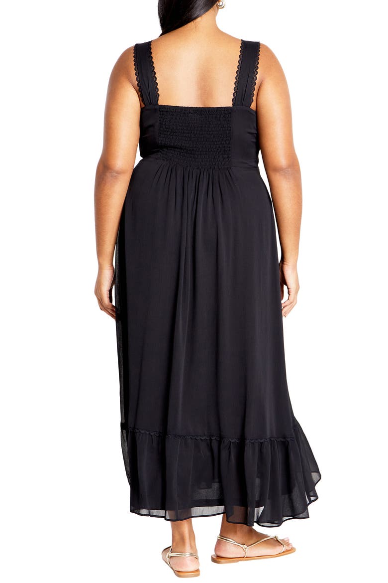 Lidia Lace Trim Maxi Dress, Alternate, color, BLACK