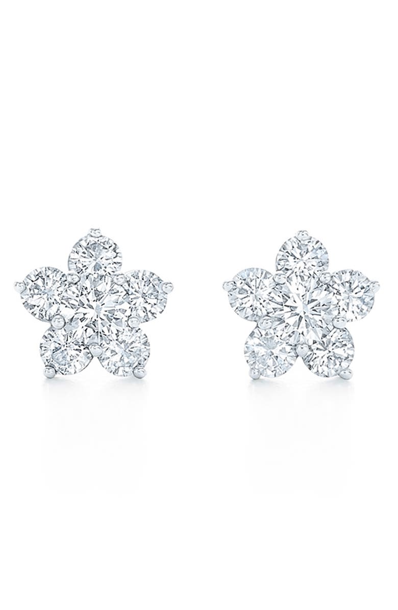 Kwiat Floral Cluster Diamond Stud Earrings, Main, color, White Gold