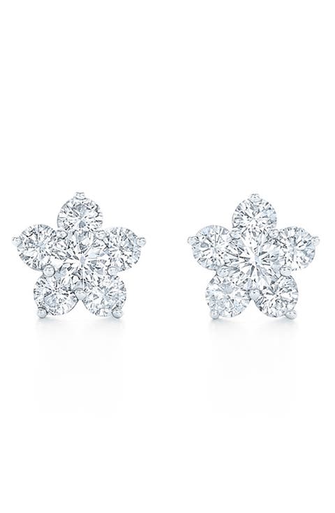 Floral Cluster Diamond Stud Earrings