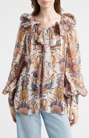 FARM Rio Sea Garden Tie Neck Top