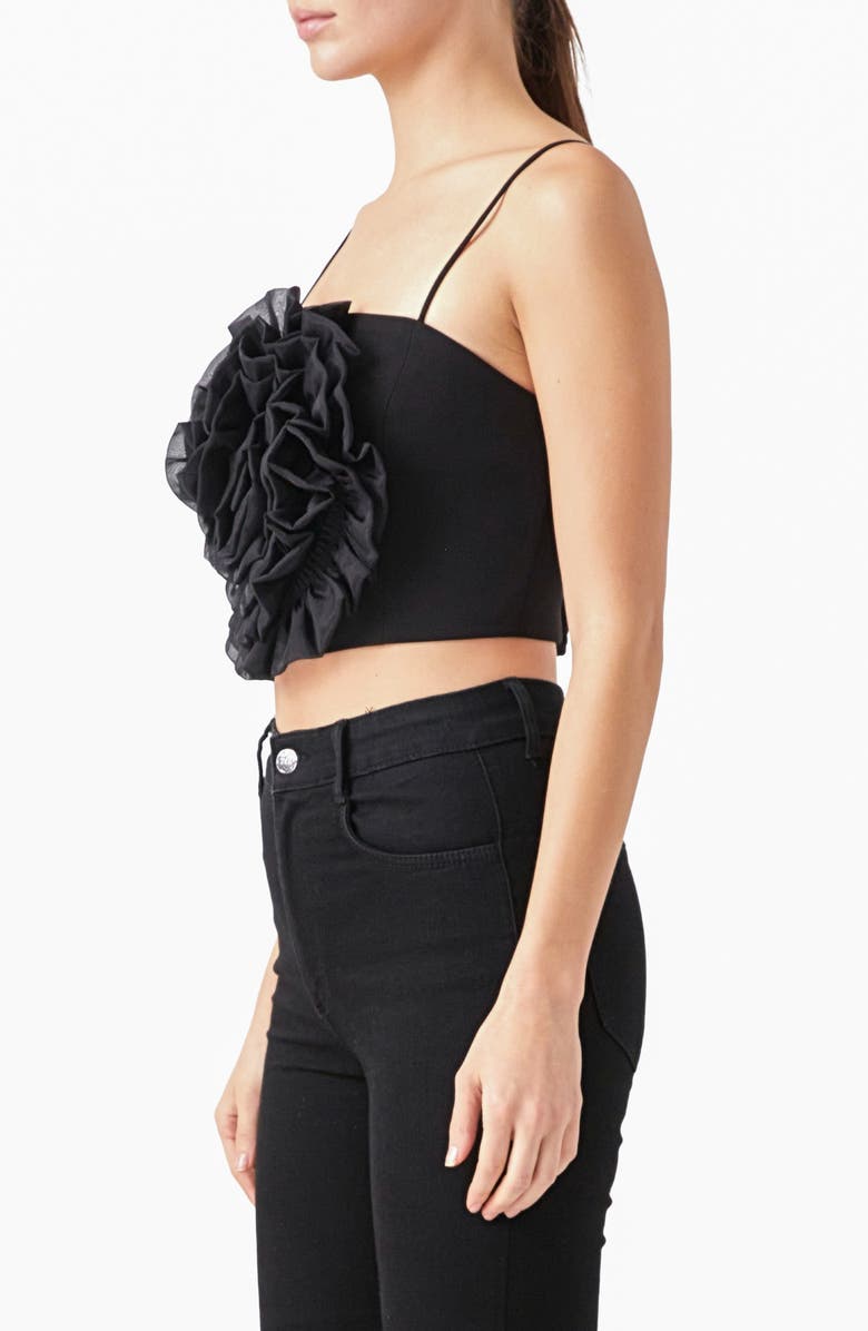 Endless Rose Organza Flower Crop Top, Alternate, color, Black