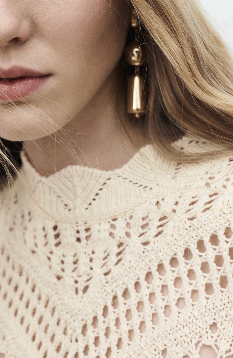 MANGO Espina Open Stitch Sweater, Alternate, color, Ecru