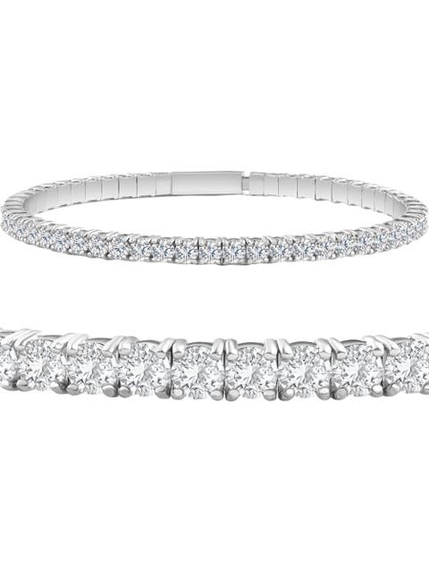 3.00-7 1/2Ct TW Flexible Diamond Bangle Tennis Bracelet Lab Grown 14k Gold