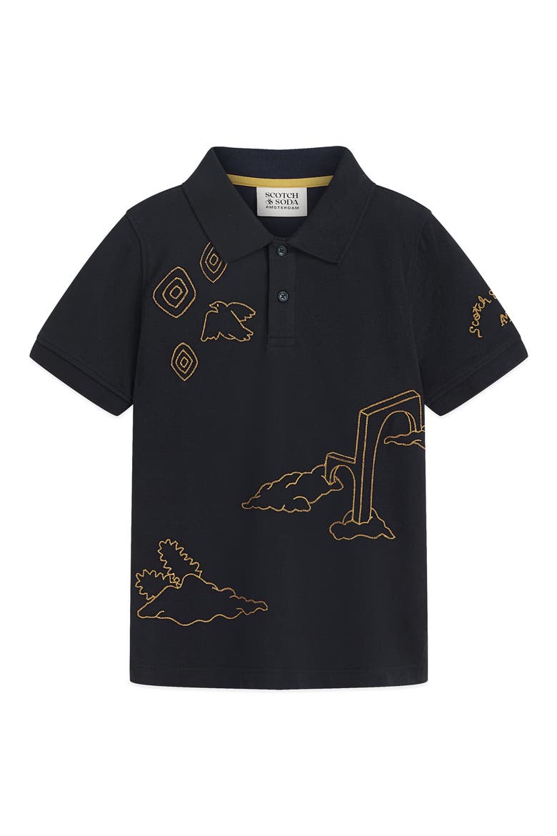 Kids' Graphic Pique Polo, Main, color, SKY CAPTAIN
