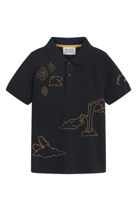 Kids' Graphic Pique Polo