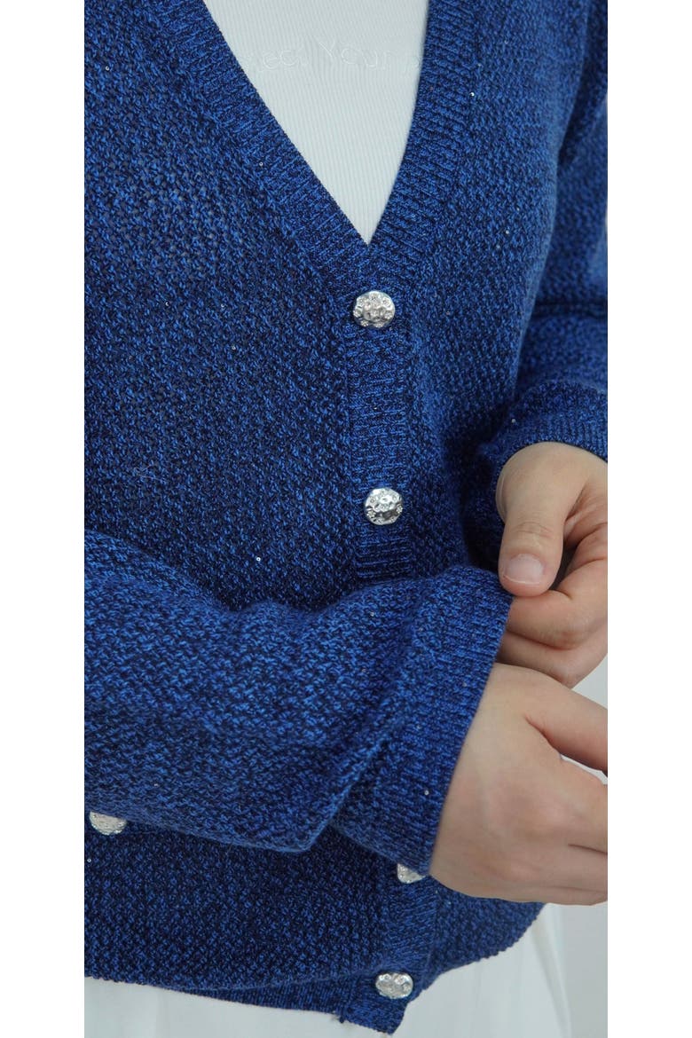 Refined Wool Blend V-Neck Cardigan, Alternate, color, Sapphire Blue