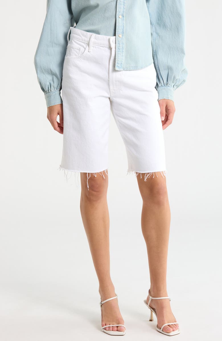 MOTHER The Maven Frayed Denim Bermuda Shorts, Main, color, 