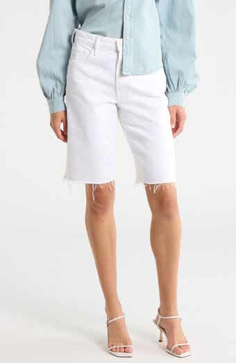 MOTHER The Maven Frayed Denim Bermuda Shorts