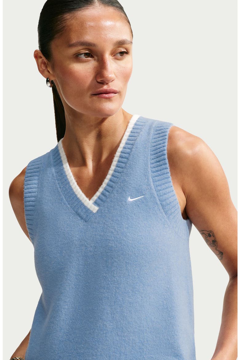 Sportswear Chill Knit V-Neck Vest, Alternate, color, 486 486 WORK BLUE/WHITE/WHITE