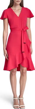 DKNY Short Sleeve Tulip Hem Fit & Flare Dress