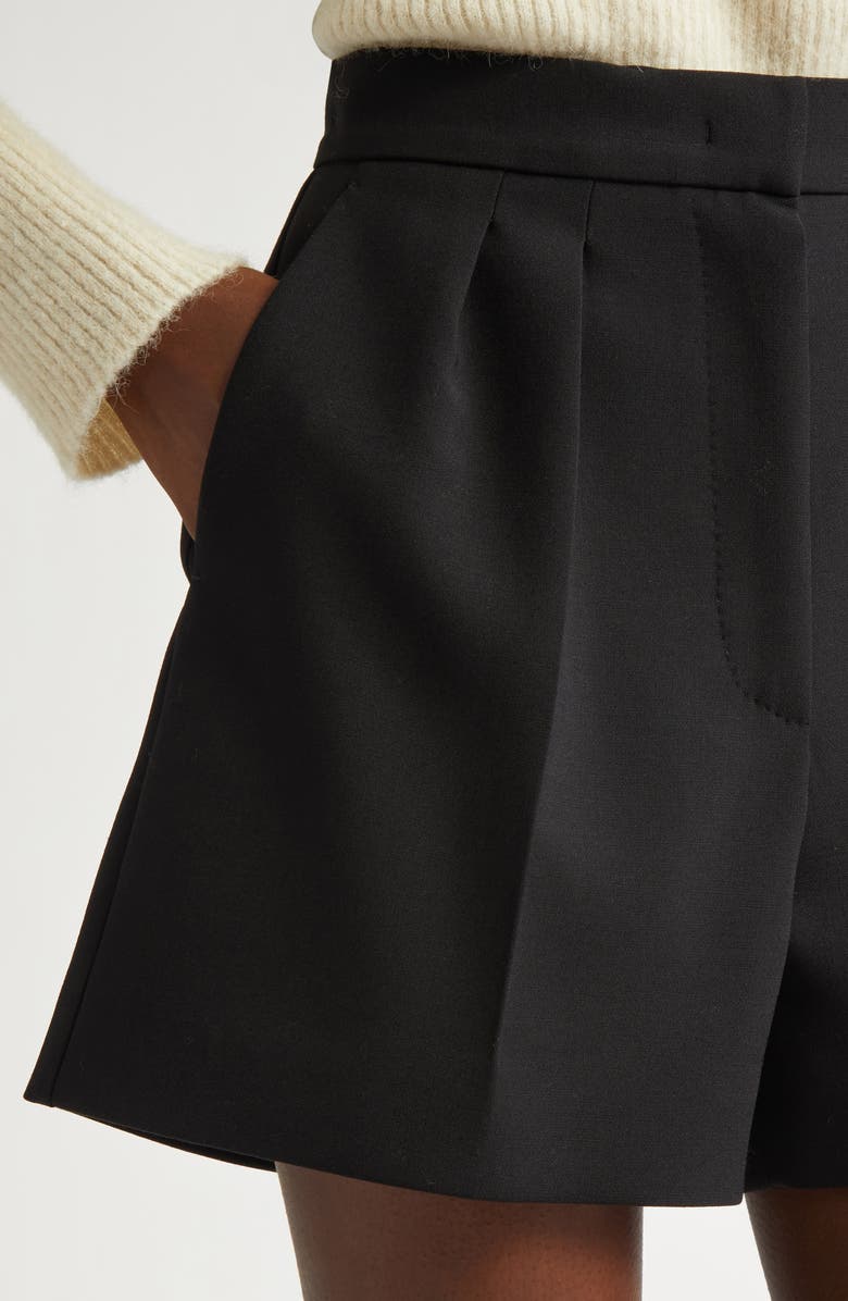 Max Mara Zic Pleated Stretch Virgin Wool Shorts, Alternate, color,