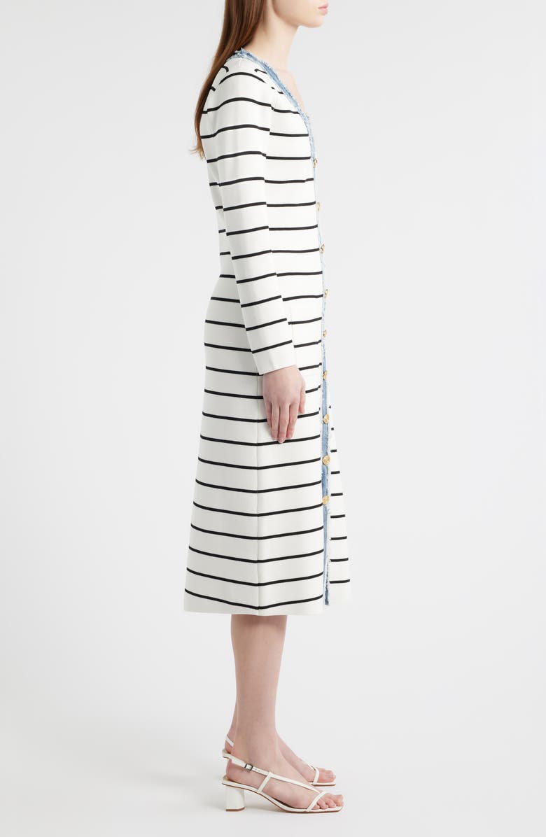 ZOE AND CLAIRE Stripe Long Sleeve Sweater Dress, Alternate, color, Ivory Denim