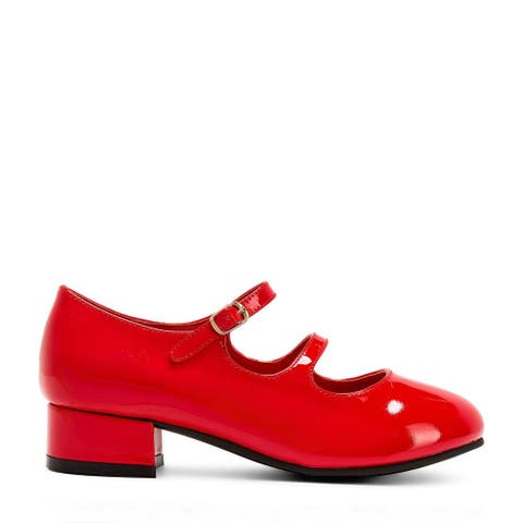 Seema Leather Double-Strap Heels